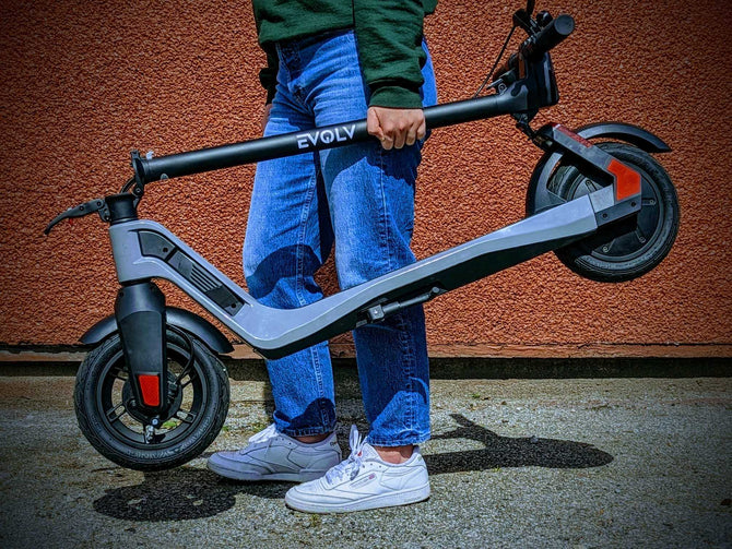 Folded EVOLV City V2 scooter