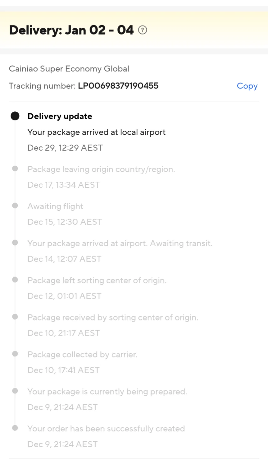 Your Package Arrived At Local Airport Meaning On AliExpres